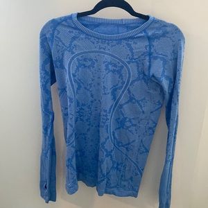 Lululemon Long Sleeve Swiftly Tee Blue Snake Print